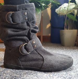 Blowfish mid calf gray buckle boots sz 10